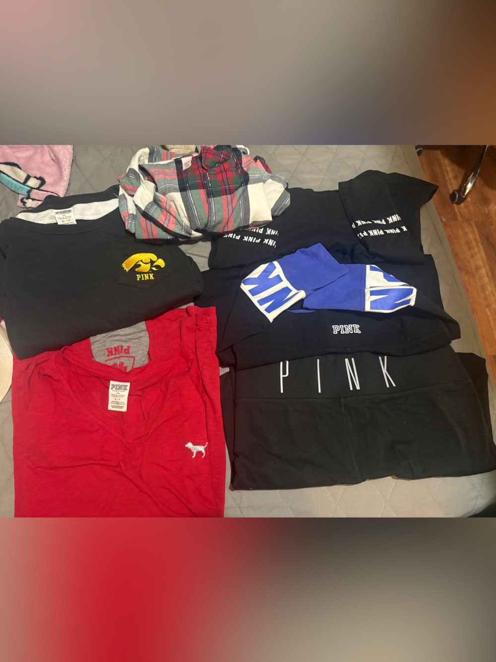 PINK Victoria's Secret Girls Assorted Tops - Black, Red, Blue, Plaid